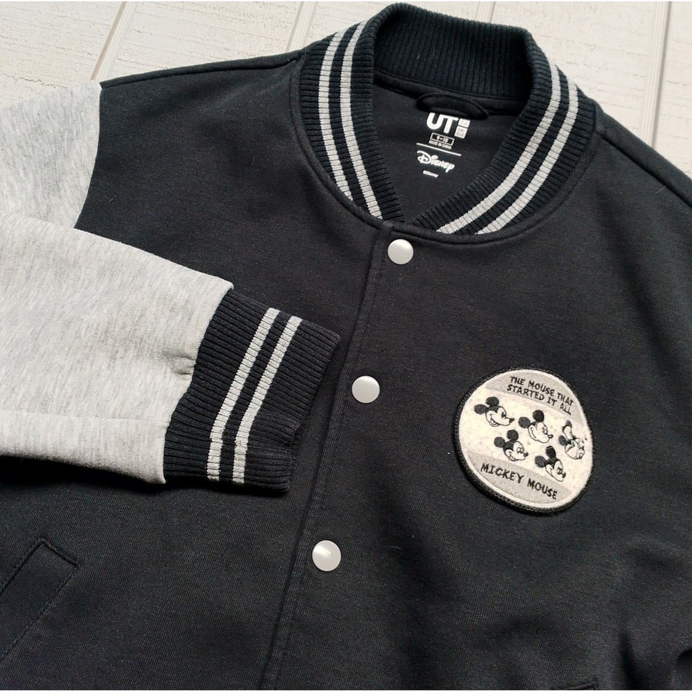 Uniqlo Disney Jacket Kids M 9 - 10 Black Sukajan Bomber Mickey Mouse World Tour